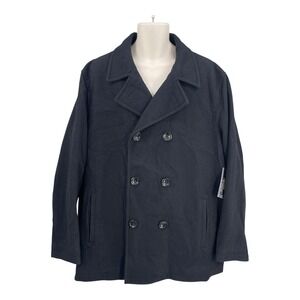 Roundtree & Yorke Coat Men Size XL Black Wool Peacoat Double Breasted Jacket NWT
